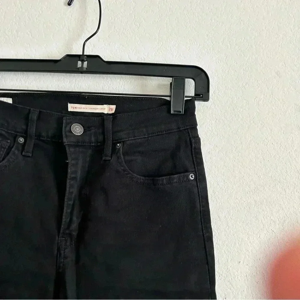 Levi's 724 Straight Crop Jeans |Black Pixel| size 26